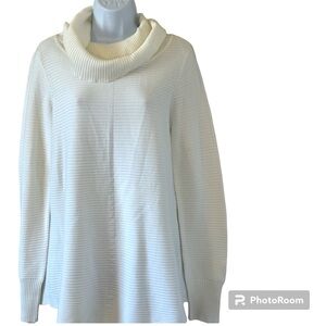 Cyrus Long Sleeve Ribbed Cowlneck Sweater White Size Small